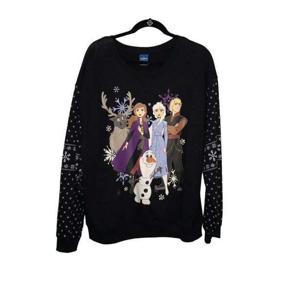 Disney Frozen II Sweatshirt Size XL 15 17 Black Light Up Fleece Crewneck - Picture 1 of 16